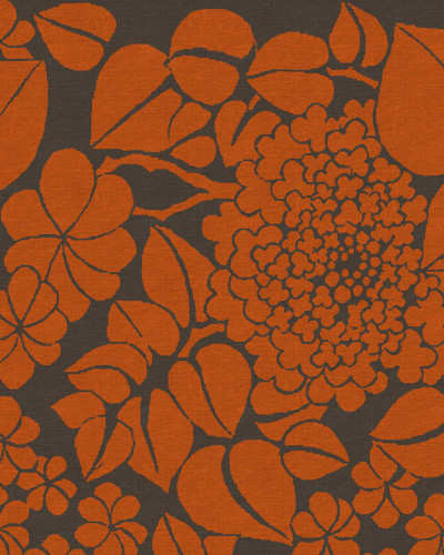 Tapet floral portocaliu cu design stilizat