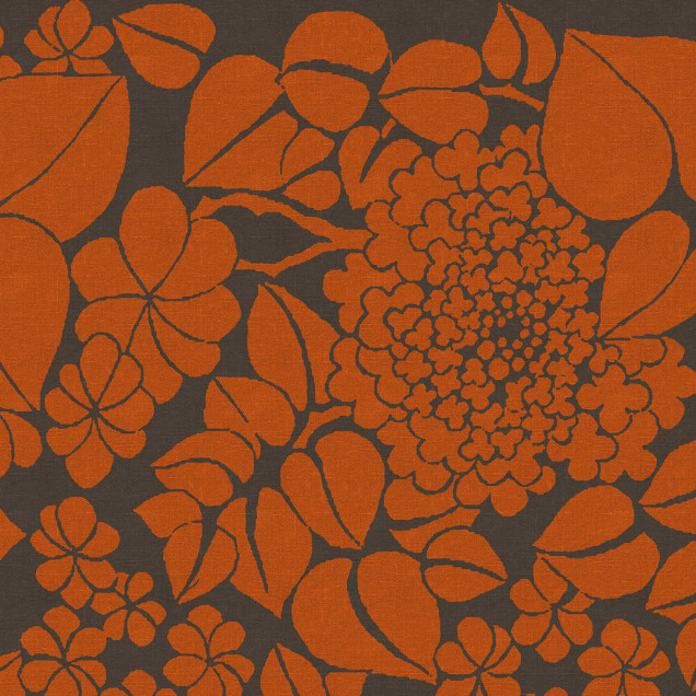 Tapet floral portocaliu cu design stilizat