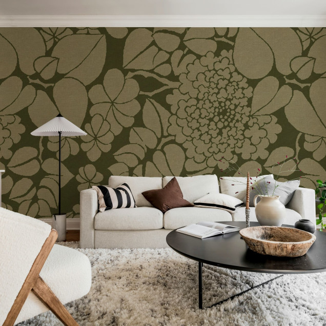 Fototapet floral bej cu design elegant