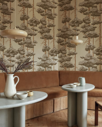 Fototapet cu pini maro, design interior