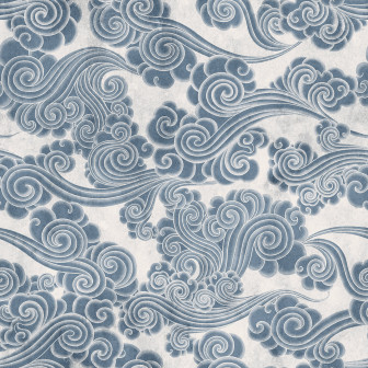 Tapet cu model de nori albaștri într-o sufragerie