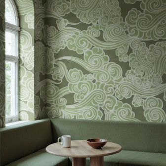 Tapet cu model de nori verzi