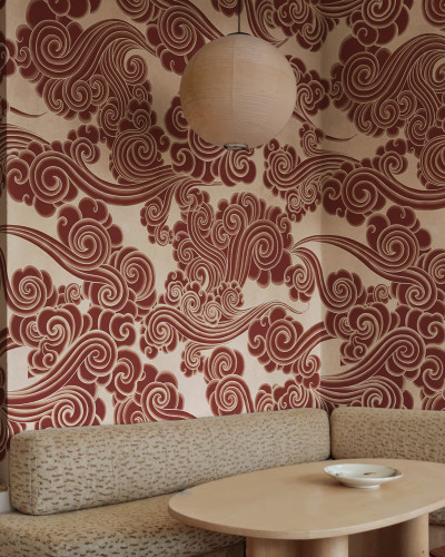 Tapet decorativ cu design abstract roșu