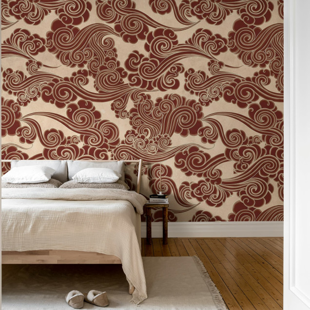 Tapet decorativ cu design abstract roșu