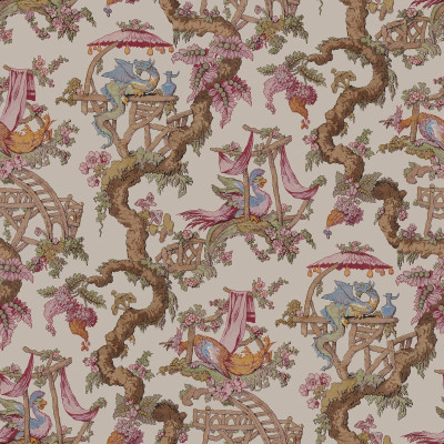 Tapet bej cu design floral exotic într-o cameră de zi elegantă