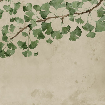 Tapet decorativ cu frunze verzi de ginkgo biloba