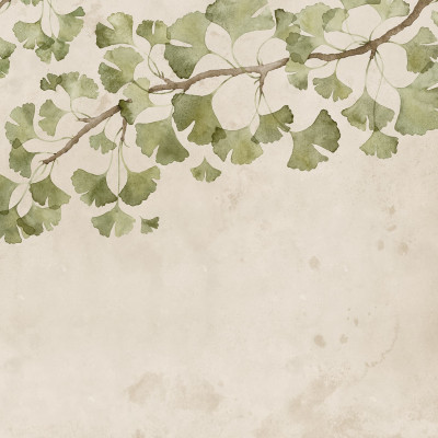 Dormitor cu fototapet cu frunze verzi