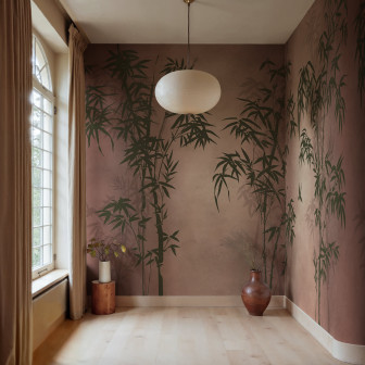 Tapet cu bambus roșu în design interior elegant