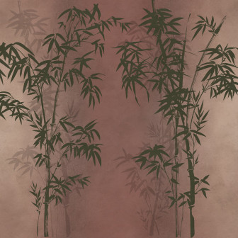 Tapet cu bambus roșu în design interior elegant