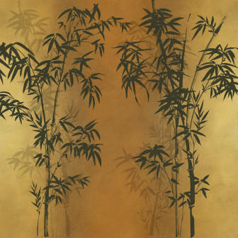 Tapet decorativ cu model bambus auriu