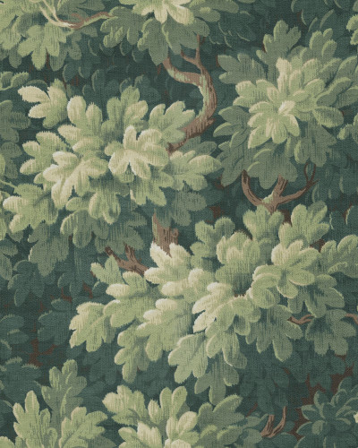 Tapet cu motiv de frunziș verde, stil vintage