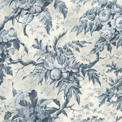 Fototapet floral albastru cu aspect rustic, ideal pentru un decor elegant și primitor