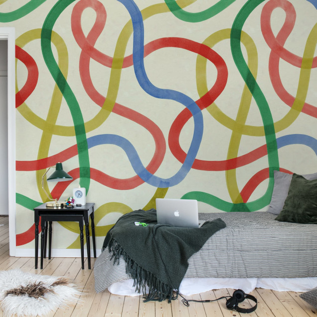 Tapet cu design colorat în camera unui copil