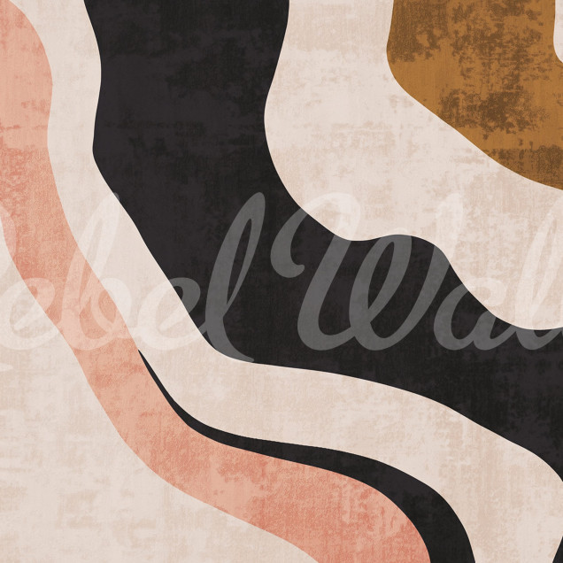 Fototapet abstract bej, maro și negru într-un living modern