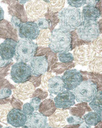 Tapet floral albastru și bej într-un interior elegant