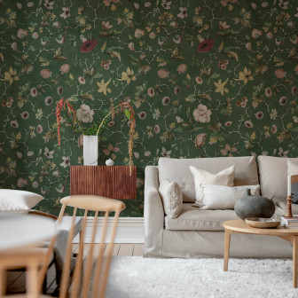 Tapet floral verde cu design rafinat