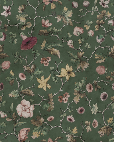 Tapet floral verde cu design rafinat