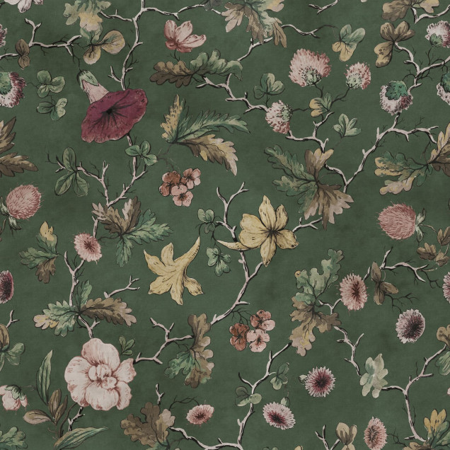 Tapet floral verde cu design rafinat