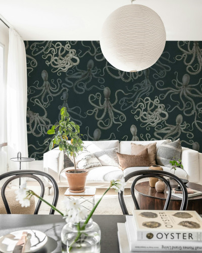 Tapet cu design original în living modern