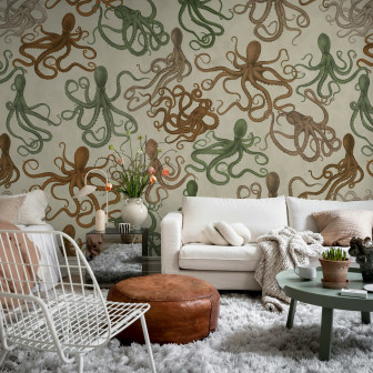 Tapet cu model marin, design interior living