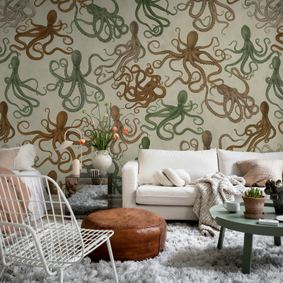 Tapet cu model marin, design interior living