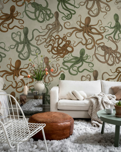 Tapet cu model marin, design interior living