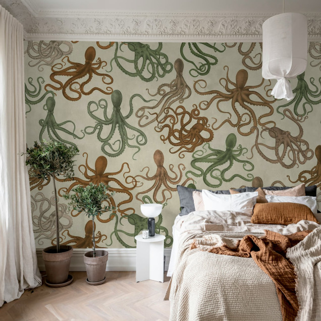 Tapet cu model marin, design interior living