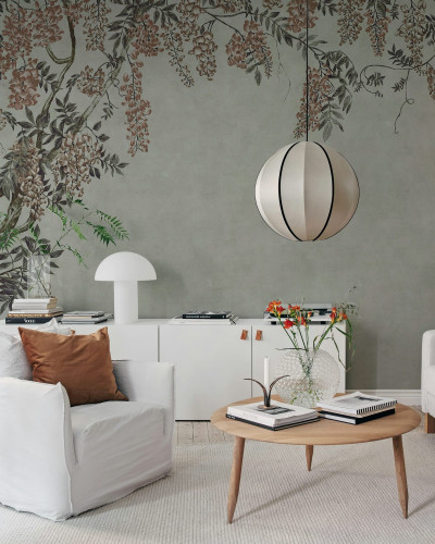 Fototapet cu wisteria gri, decor interior elegant