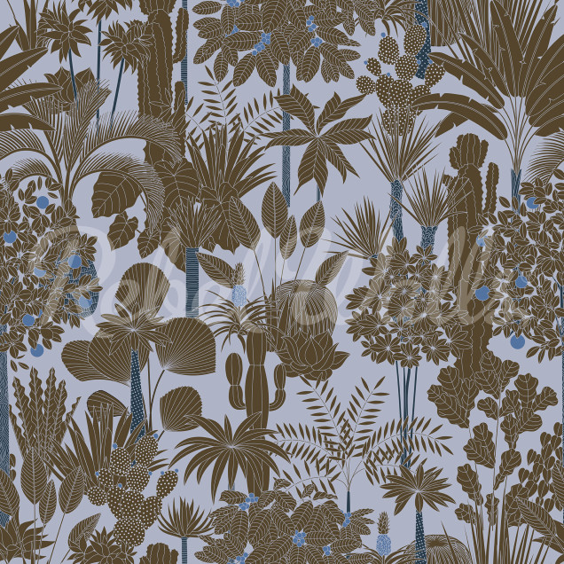 Tapet cu design tropical pe fundal albastru deschis