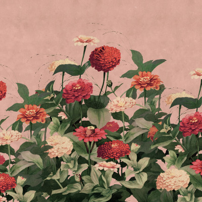 Tapet floral roz cu design vintage într-o bucătărie elegantă