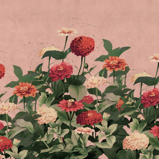 Tapet floral roz cu design vintage într-o bucătărie elegantă