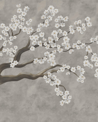 Tapet floral alb cu design elegant