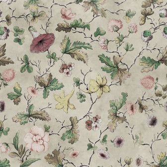 Tapet floral bej în decorul unui dormitor