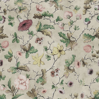 Tapet floral bej în decorul unui dormitor