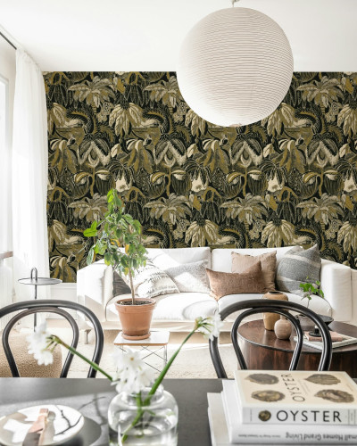 Tapet cu design exotic în living modern