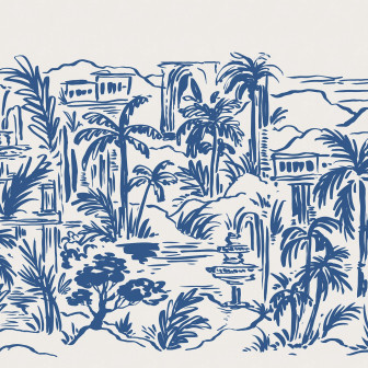 Palm Oasis, Blue, Rebel Walls