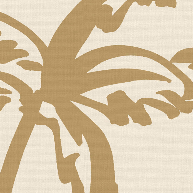 Tapet cu design tropical, oază cu palmieri galbeni