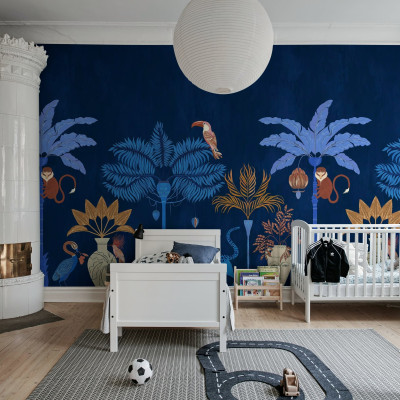 Camera decorată cu tapet Savanna Chic, Dark Blue