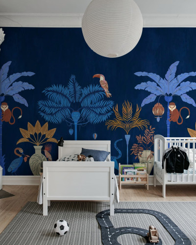 Camera decorată cu tapet Savanna Chic, Dark Blue