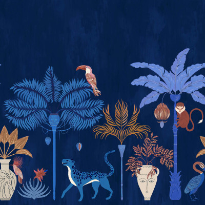 Camera decorată cu tapet Savanna Chic, Dark Blue