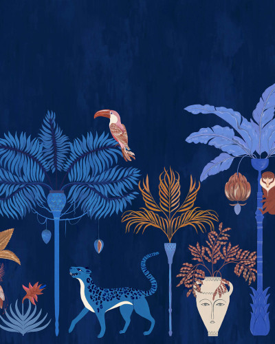 Camera decorată cu tapet Savanna Chic, Dark Blue