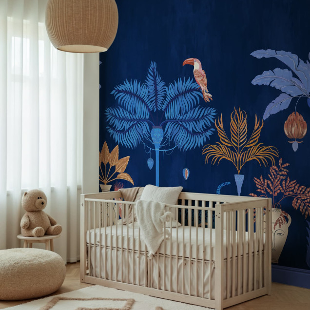 Camera decorată cu tapet Savanna Chic, Dark Blue