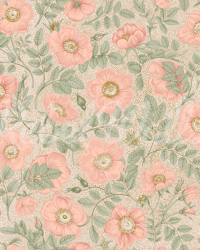 Tapet floral roz cu design delicat pe un perete