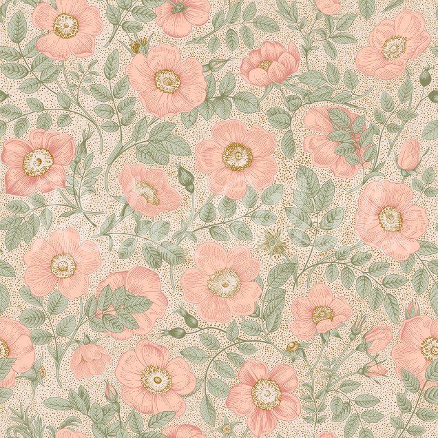 Tapet floral roz cu design delicat pe un perete