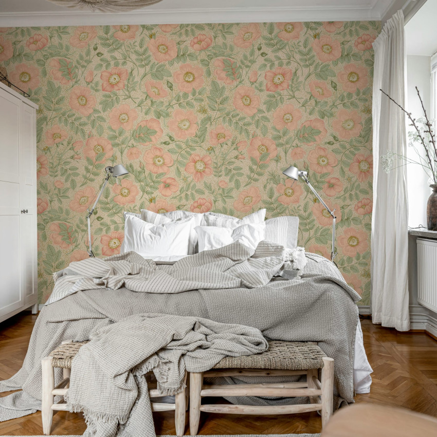 Tapet floral pastelat cu design delicat