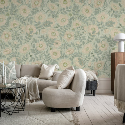 Tapet floral pastelat cu design delicat