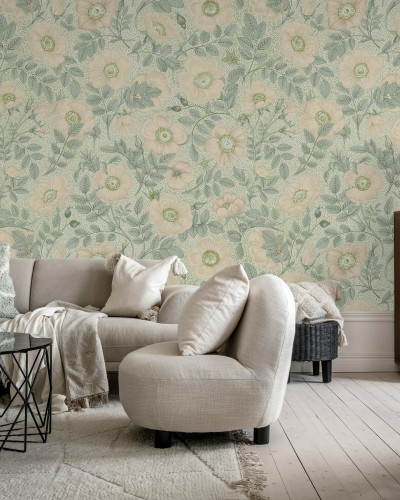 Tapet floral pastelat cu design delicat