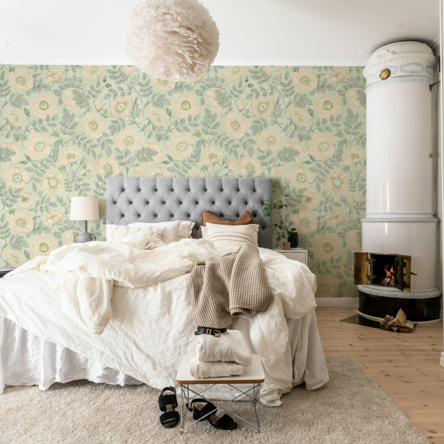 Tapet floral pastelat cu design delicat