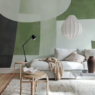 Tapet modern cu contururi delicate verzi