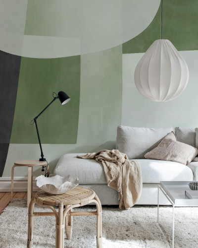 Tapet modern cu contururi delicate verzi